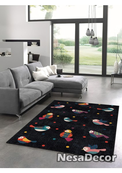 Nesadecor Kuş Desenli Modern Halı Dijital Baskı Oda Halısı Kaymaz Taban fırsatları