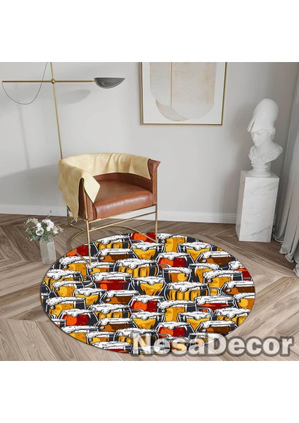 Nesa_Decor Içicek Desenli Modern Dijital Baskı Oda Halısı Yıkanabilir Kaymaz Taban