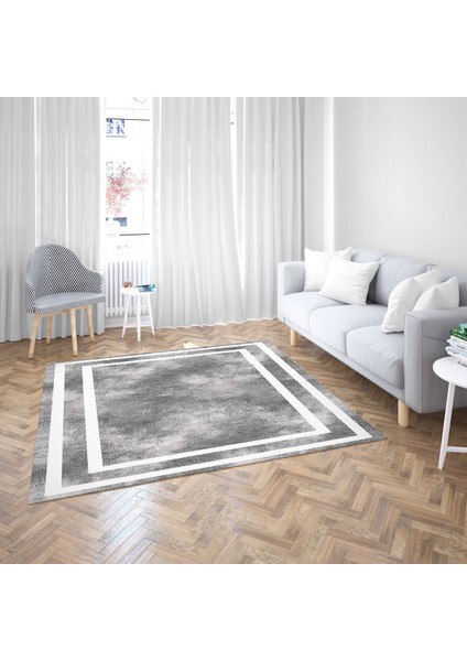 Nesa_Decor Dijital Baskı, Siyah Beyaz, Kaymaz Taban, Dekoratif, Antialerjik Halı fırsatları