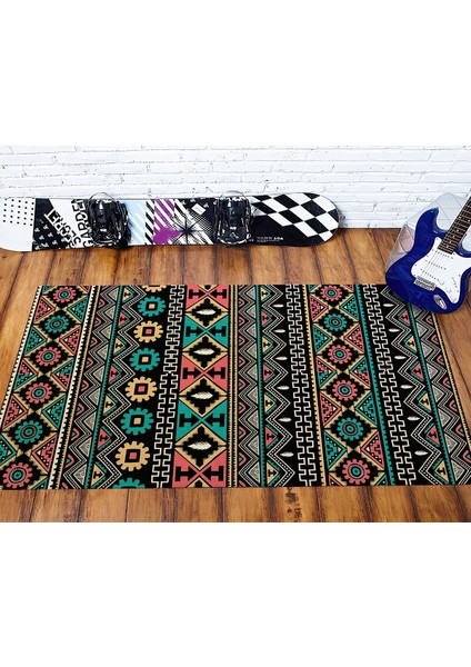 Nesa_Decor Aztek Geometrik Desenli Baskı Halı & Kilim Görünümlü Baskı Halı & Hd Kalite Baskı Halı