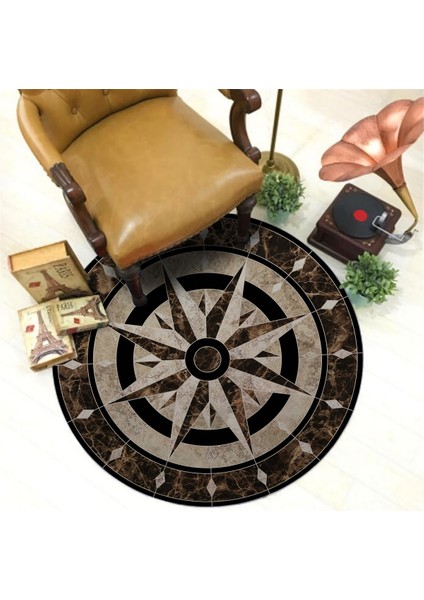 Nesa_Decor Yeni Pusula Madalyonu & Hd Kalite Halı & Kahverengi, Yuvarlak, Yüksek Kalite, Baskı Halı fiyatları
