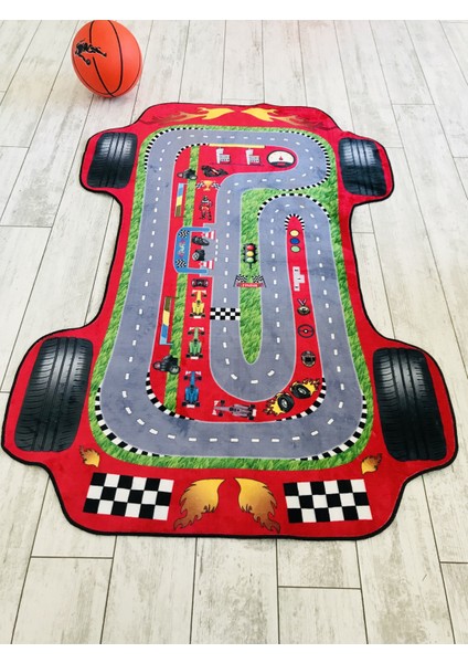 Nesa_Decor Kaymaz Taban Makinede Yıkanabilir Araba Modeli Çocuk Halısı, Kreş Halısı, Çocuk Odası Halısı