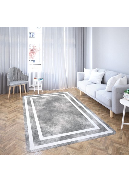Nesa_Decor Dijital Baskı, Siyah Beyaz, Kaymaz Taban, Dekoratif, Antialerjik Halı fiyatları