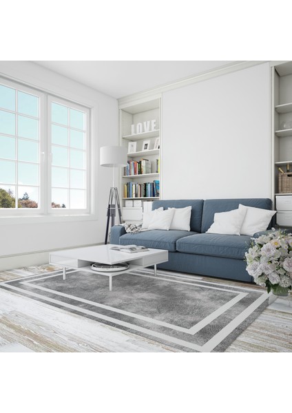 Nesa_Decor Dijital Baskı, Siyah Beyaz, Kaymaz Taban, Dekoratif, Antialerjik Halı modelleri
