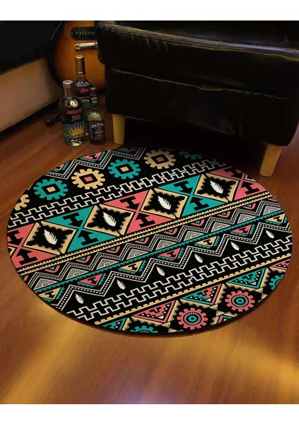 Nesa_Decor Aztek Lüxs Kalite Yuvarlak Halı & Dekoratif Ofis ve Oturma Odası Halısı