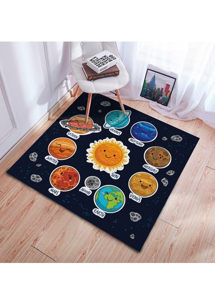 Nesa_Decor Ingilizce Gezegen Isimlerini Öğren Oyun Halısı & Eğitici Oyun Odası Halısı & Kreş Halısı