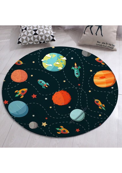 Nesa_Decor Uzay Desenli Baskı Halı & Roket Motifli Halı & Çocuk Odası Halısı