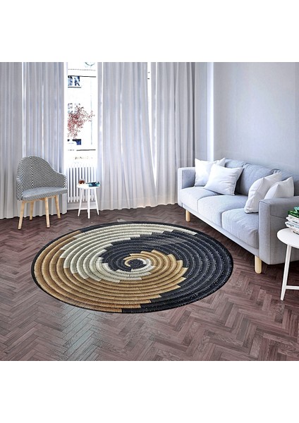 Nesa_Decor Siyah Hasır Örgü Görünümlü Hd Kalite Baskı Halı & Şık Dekoratif Halı modelleri