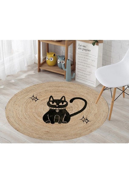 Nesa_Decor Kedi Motifli Örgü Görünümlü Baskı Halı