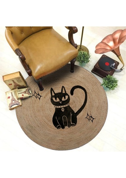 Nesa_Decor Kedi Motifli Örgü Görünümlü Baskı Halı