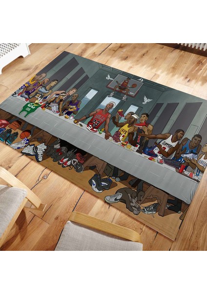 Nesa_Decor Nba Geçen Akşam Yemeği Dekoratif Baskı Halı & Basketbol Halısı & Spor Salon Halısı modelleri