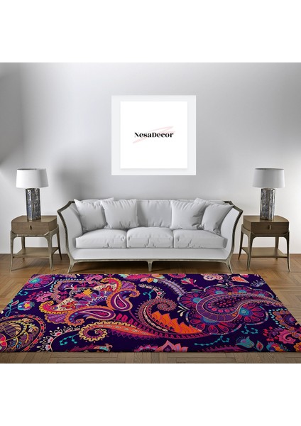 Nesa_Decor Mor Çiçek Figürlü Oturma Odası &şark Köşesi & Kış Bahçesi & Salon Halısı