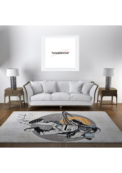 Nesa_Decor Uzay, Astronot Figürlü Genç Odası Halısı & Proje Odası Halısı