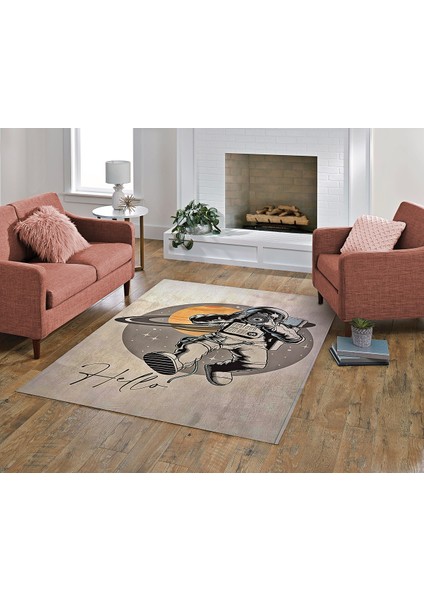 Nesa_Decor Uzay, Astronot Figürlü Genç Odası Halısı & Proje Odası Halısı