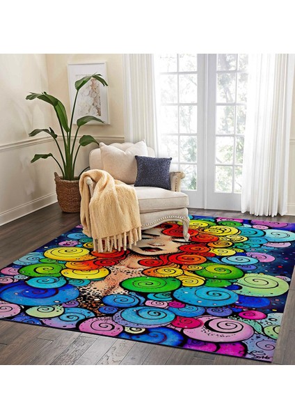 Nesa_Decor Şık Tasarım Salyangoz Desenli Gökkuşağı Motifli Salon & Hobi Odası & Çalışma Oda Halısı fiyatları