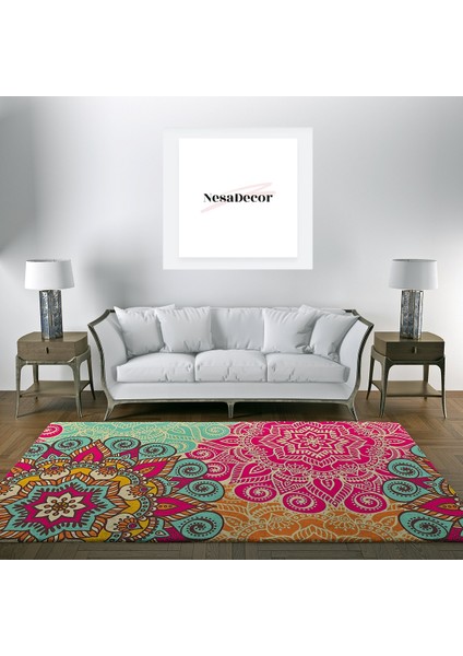 Nesa_Decor Mandala Dekoratif Yüksek Kalite Oturma Odası & Salon Halısı