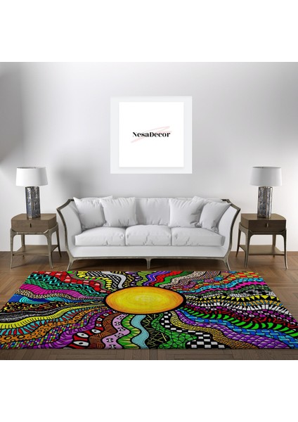 Nesa_Decor Güneş Özel Tasım Renkli Oturma Odası & Salon Halısı