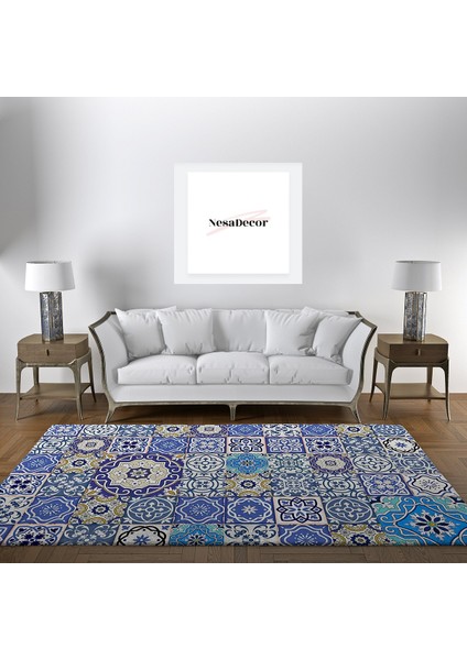 Nesa_Decor Çini Işleme Şık Dekoratif Türk Motifleri Oturma & Salon Halısı
