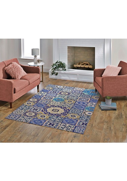 Nesa_Decor Çini Işleme Şık Dekoratif Türk Motifleri Oturma & Salon Halısı