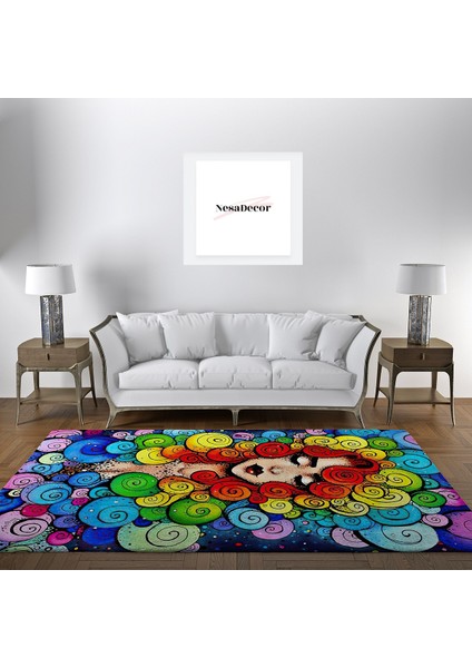 Nesa_Decor Şık Tasarım Salyangoz Desenli Gökkuşağı Motifli Salon & Hobi Odası & Çalışma Oda Halısı