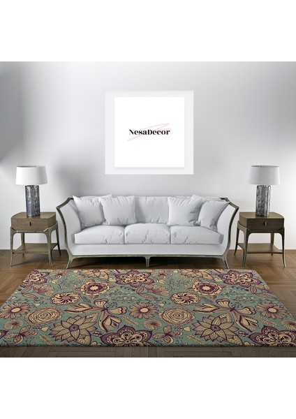 Nesa_Decor 2021 Modern Çiçek Desenli Oturma Odası & Salon Halısı