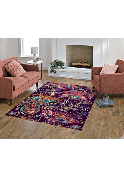 Nesa_Decor Modern Çiçek Desen Mor Oturma & Salon Halısı fiyatları