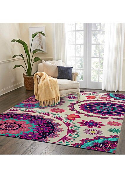 Nesa_Decor Mandala Mor Dekoratif Desen Oturma Odası Salon Halısı fiyatları
