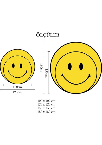 Nesa_Decor Emoji Yüksek Kalite Baskı Halı & Oyun Odası Halısı