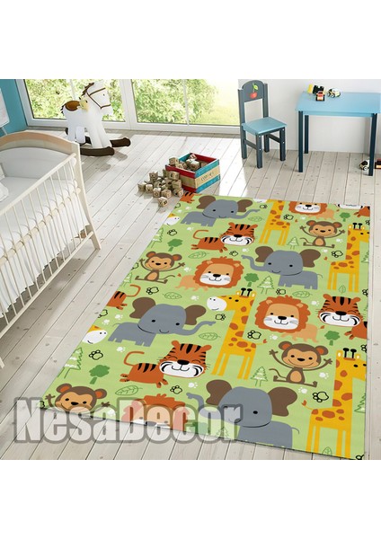 Nesa_Decor Animal Desenli Hayvan Figürlü Çocuk Odası Halısı Dokuma Taban Dijital Baskı fiyatları