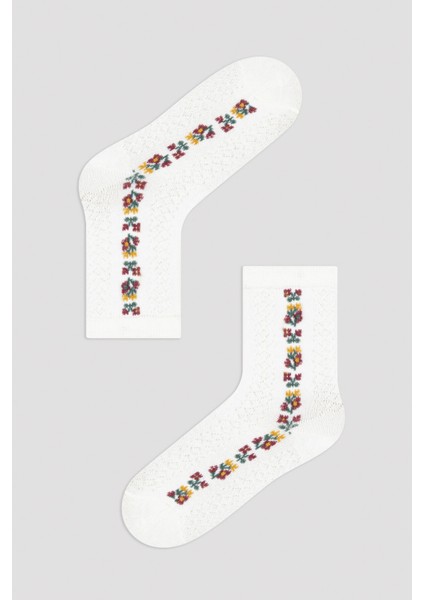 Çok Renkli G.vintag Floral 4lü Soket Çorap
