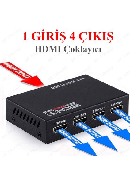 HDMI Çoklayıcı 1 Giriş 4 Çıkışlı 1080P 3D HDMI Splitter