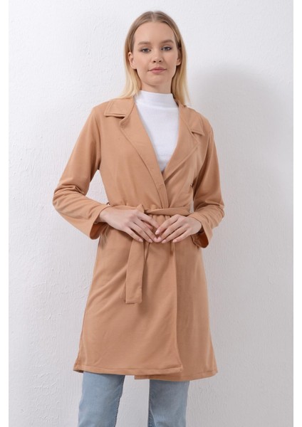 Pınkmark Kadın Iki Iplik Örme Düğmesiz Kuşaklı Camel Trençkot Ceket PMCK25502 fiyatları