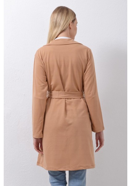 Pınkmark Kadın Iki Iplik Örme Düğmesiz Kuşaklı Camel Trençkot Ceket PMCK25502 modelleri