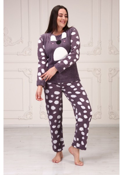 Göz Bantlı Büyük Beden Polar Pijama Takım