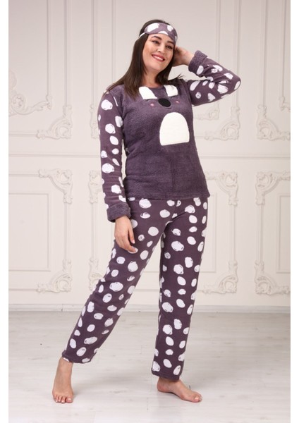 Göz Bantlı Büyük Beden Polar Pijama Takım modelleri