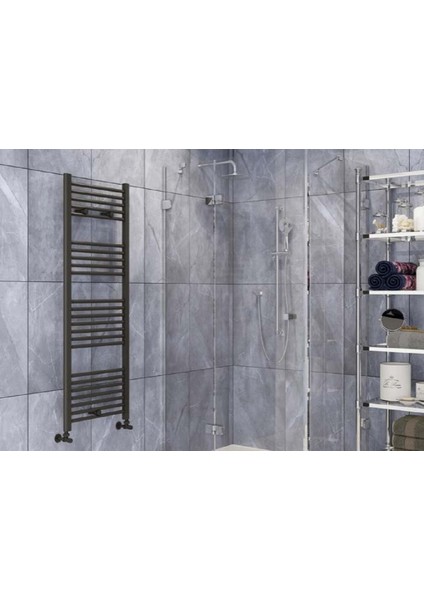 40/70CM 10 Borulu Siyah Renk Havlupan Radyatör Banyo Isıtıcı 5 Yıl Garantili