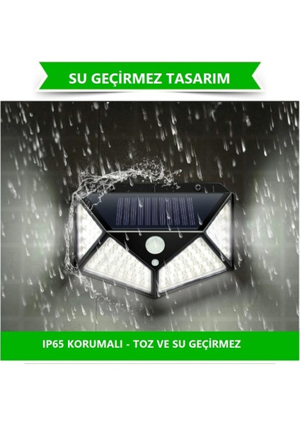 4 Adet 100 Solar Güneş Enerjili Hareket Sensörlü Bahçe Garaj Ev Aydınlatma Lambası