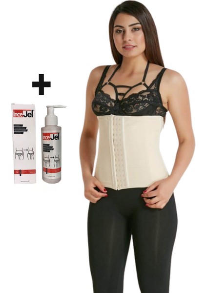 Askısız Latex Bel ve Göbek Korsesi Ten ve Inceltici Jel
