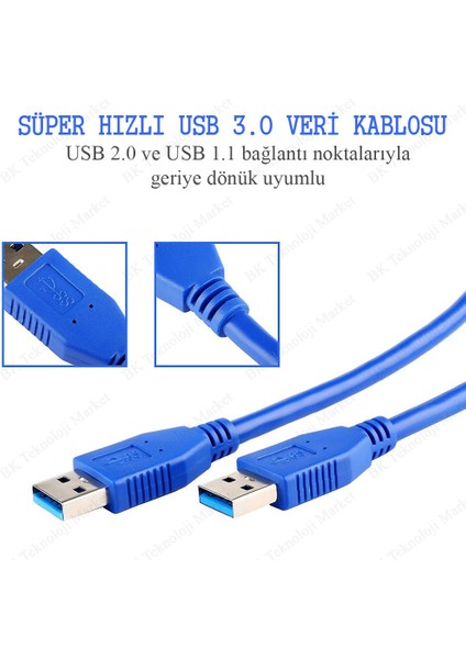Yüksek Hızlı USB 3.0 Erkek-Erkek Data Kablosu - 1.5 Metre indirimleri