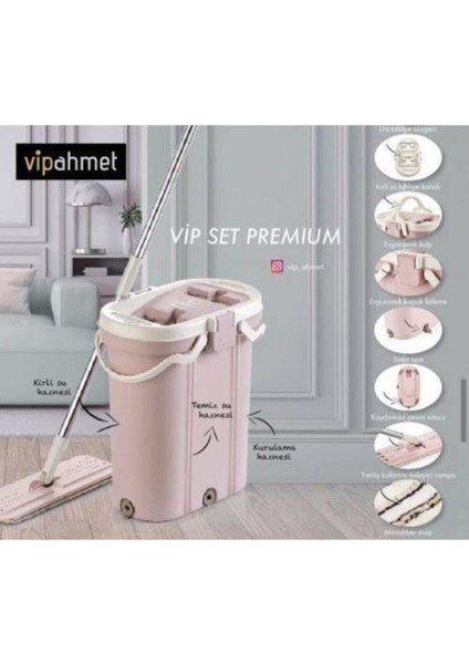 Pembe Premium Mop Temizlik Kova Seti modelleri