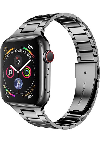 Apple Watch 38MM Wiwu Ultra Thin Steel Belt Three Beads Metal Saat Kordon Kayış Bileklik