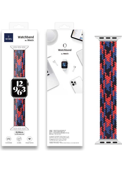 Apple Watch 38MM Wiwu Braided Solo Loop Contrast Color Small Saat Kordon Kayış Bileklik