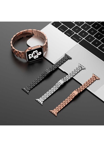 Apple Watch 42MM Wiwu Seven Beads Steel Belt Metal Saat Kordon Kayış Bileklik