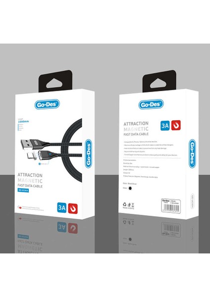 Go Des GD-UC504 Magnetik Type-C USB Kablo 3A Mıknatıslı Şarj Kablosu 100 cm Data Kablo modelleri