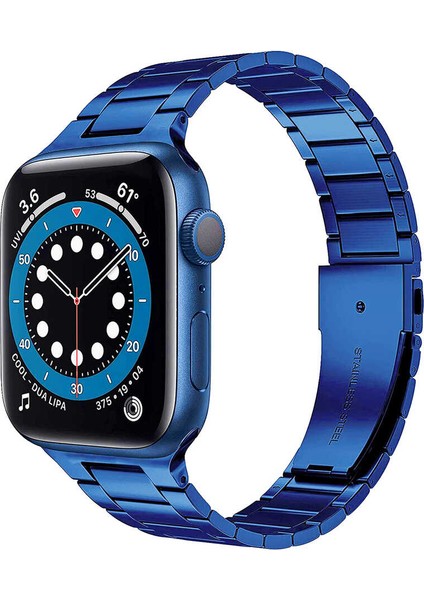 Apple Watch 38MM Wiwu Ultra Thin Steel Belt Three Beads Metal Saat Kordon Kayış Bileklik