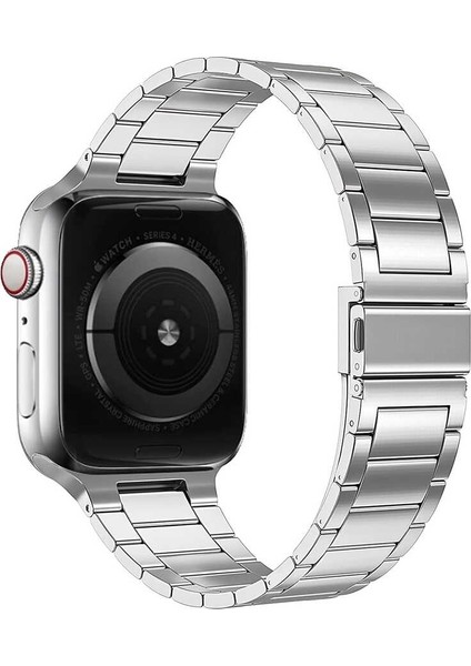 Apple Watch 38MM Wiwu Ultra Thin Steel Belt Three Beads Metal Saat Kordon Kayış Bileklik