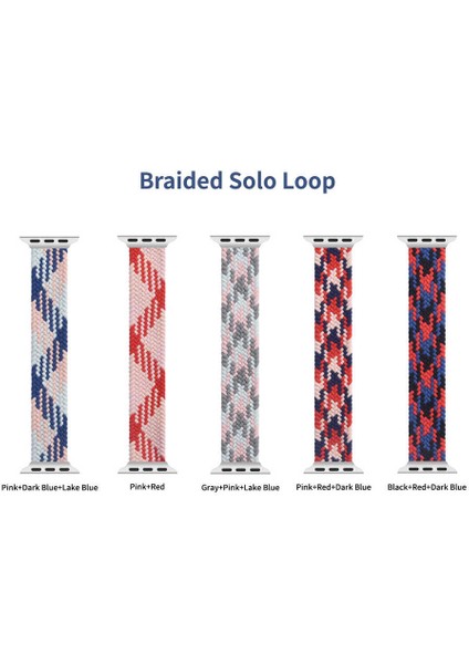 Apple Watch 42MM Wiwu Braided Solo Loop Contrast Color Large Saat Kordon Kayış Bileklik