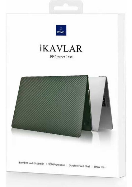 Ikavlar MacBook Pro 14 M1 2021 Kapak A2442 Uyumlu Karbon Fiber Görünümlü Koruyucu Kılıf