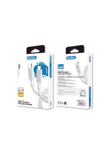 Go Des GD-UC571 Type-C To Type-C Pd Hızlı Şarj Kablosu 60W 1 Metre