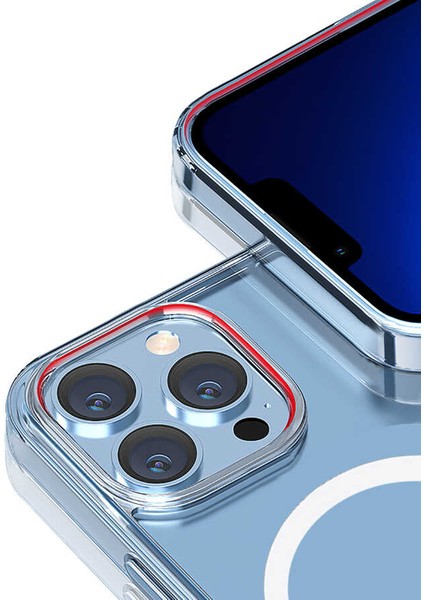 Apple iPhone 14 Pro Max Wiwu Magsafe Şarj Özellikli Lens Korumalı Şeffaf Silikon Kapak
